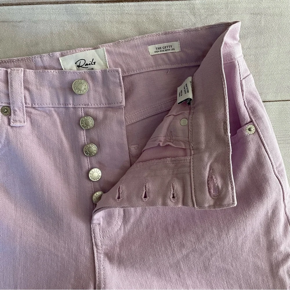 Rails Denim The Getty High Rise Wide Leg Jeans Women’s 26 Lilac Luxury Designer - Picture 10 of 16
